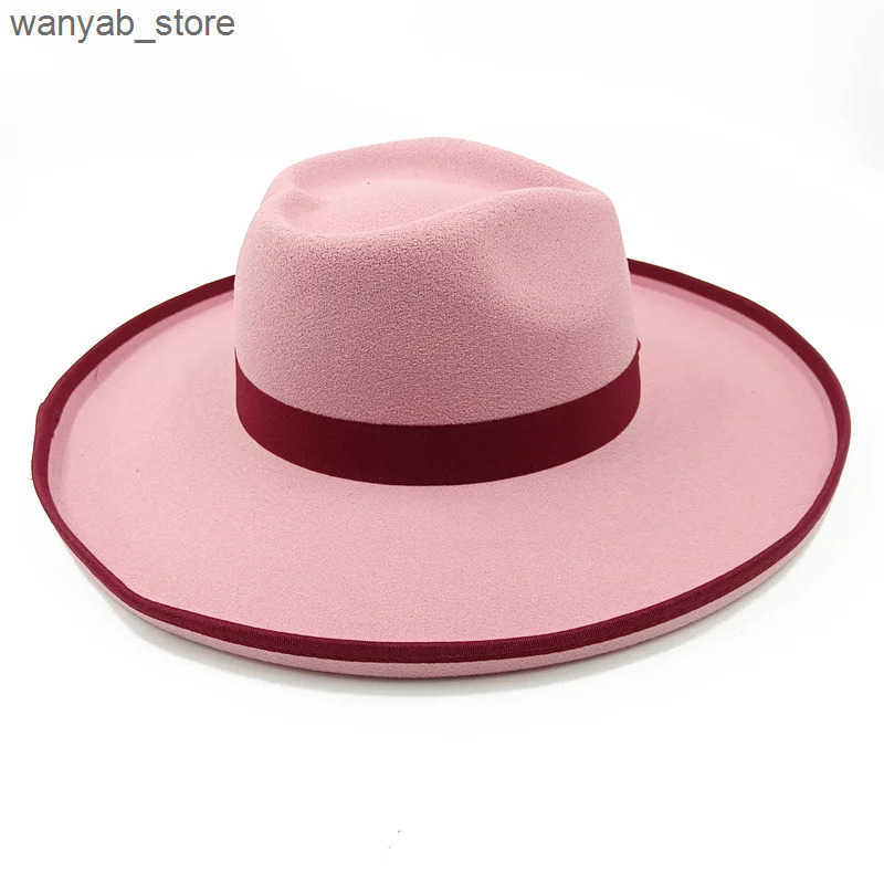 Cloches Love top fedora new peak bridge fedora large size monochrome new neutral fedora brim large size jazz hat winter L240910
