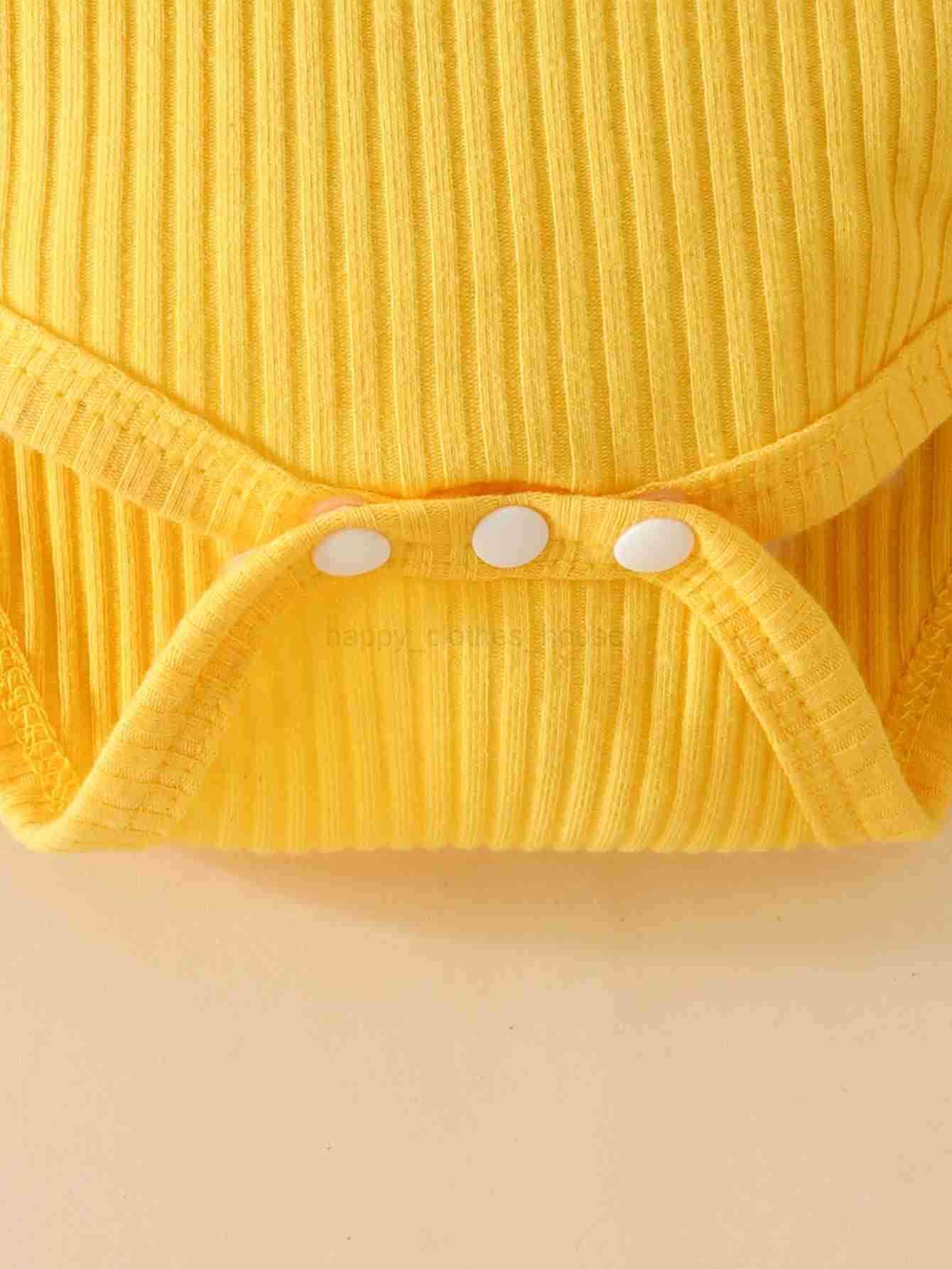 Baby Girls 3pcs Cute Long Sleeve Flying Sleeve Romper + SunflowerPrint Flared Trousers + Headband SetXJ241205