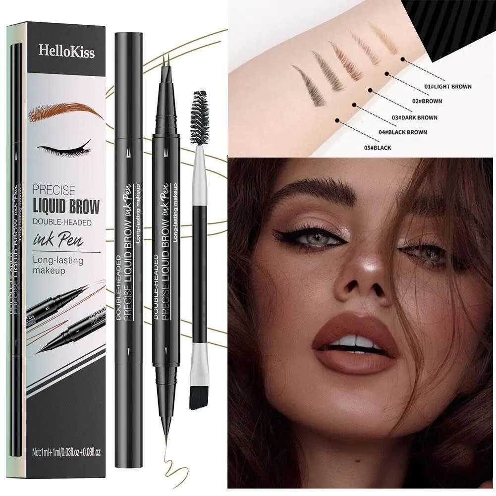 Double headed 2-point eyebrow tattoo pencil waterproof 2-in-1 liquid eyebrow durable natural eyebrow eyeliner W241205