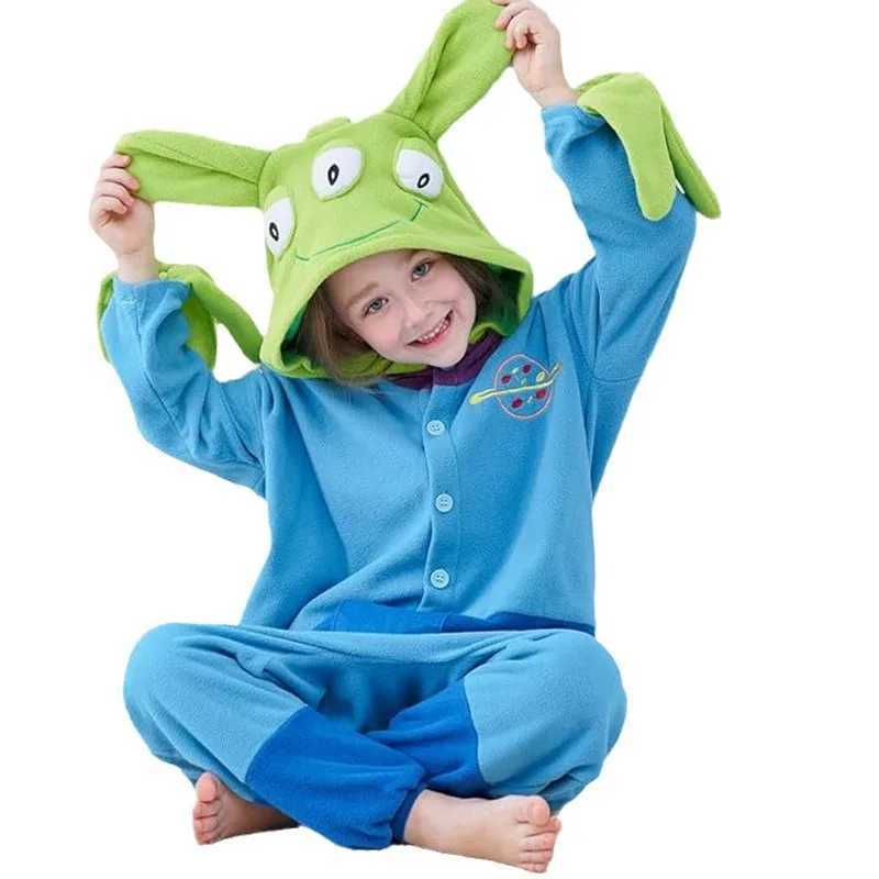 Pajamas Anime Toy Story Alien Jumpsuit Pajama 3 Eyes Alien Cartoon Onesie Polar Fleece Sleepwear Child Adult Plush Home Clothing Cosplay H241205