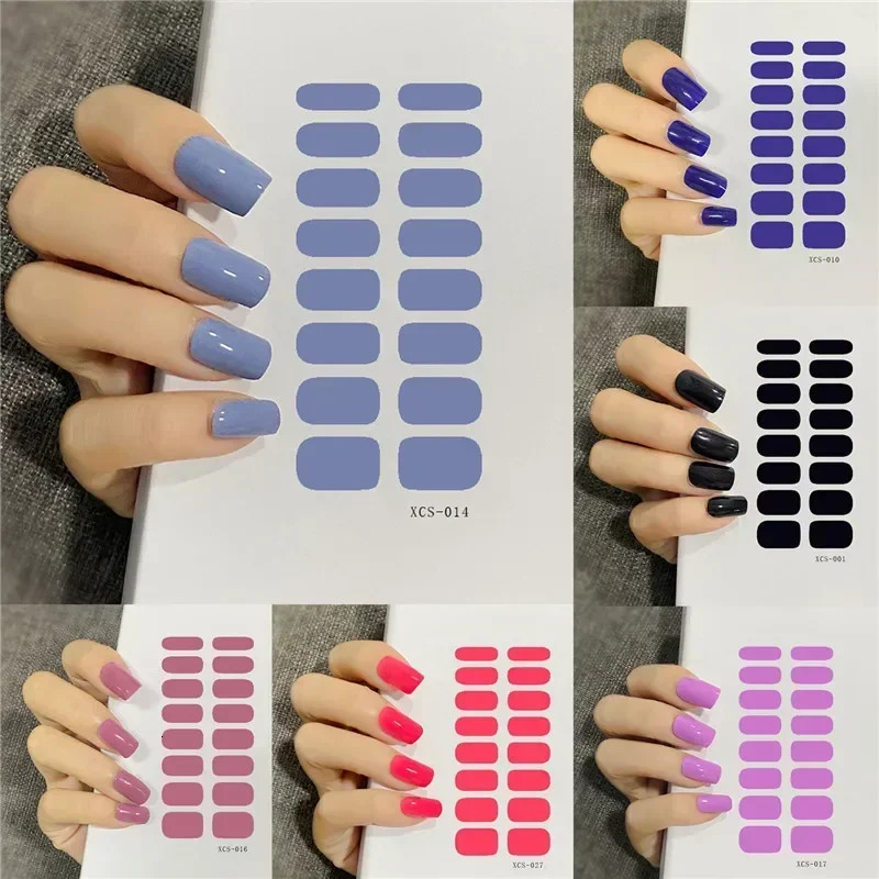 Healler 53 Color nail polish Sticker Solid Color Bar Waterproof Glued Nail Sticker Environmental Protection DIY Nai 241205