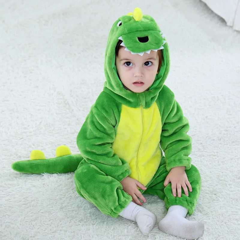 Pajamas Baby Dinosaur Rompers Cartoon Onesies Halloween Animal Costume Toddler Twins Boy Girl Winter Clothes Flannel Cute Kigurumis 2023 H241205