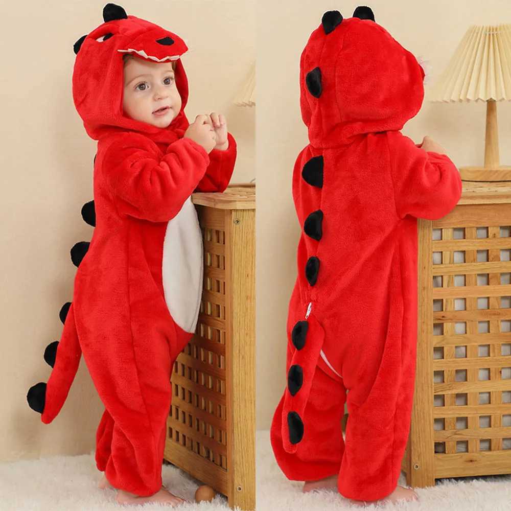 Pajamas Kigurumi Anime Onesie Kids Dinosaur Pajamas 1 2 3 4 Years Monkey Panda Animal Cosplay Clothes Winter Soft Warm Children Pyjamas H241205