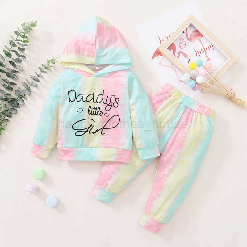 0-24Months Newborn Baby Girl Clothing Set Tie-dye Long Sleeve Hoodie Top Pants Spring Fashion 2PCS Outfit Toddler Girl ClothesXJ241205