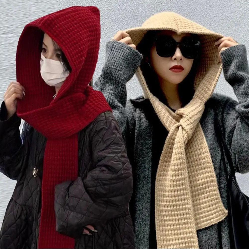 Winter Balaclava scarf unisex hooded collar scarf one-piece collar 241205