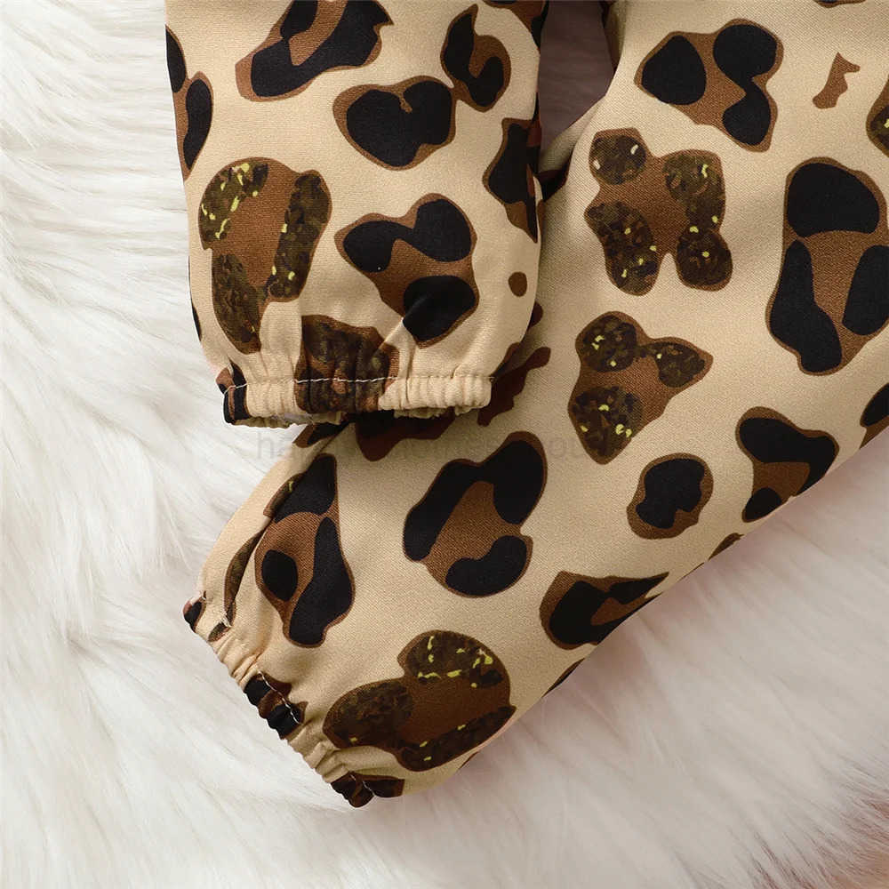 0-18 Months Newborn Baby Girl Clothes Set Long Sleeve Bodysuit+Leopard Pants+Headband 3PCS Fashion Autumn Outfits Toddler GirlXJ241205
