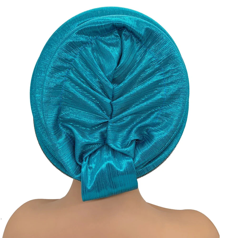 Afrcian Lady Head Wraps Female Berets Turban Nigeria Headpiece Wedding Party Gele Elegant Diamonds Spiral Beret for Women 241205