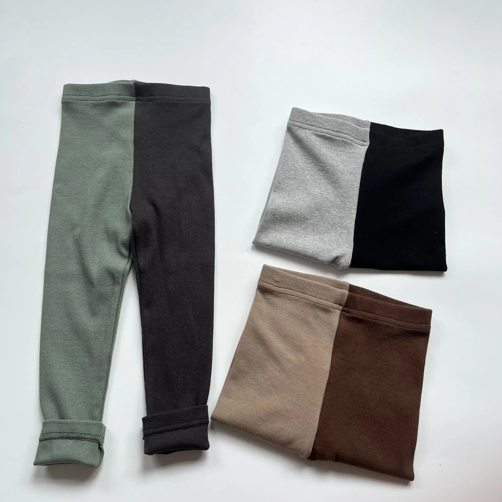 deer jonmi Autumn Korean Style Toddler Kids Patchwork Colors Leggings Baby Girls Casual Skinny Pants Children Chic Trousers 241204