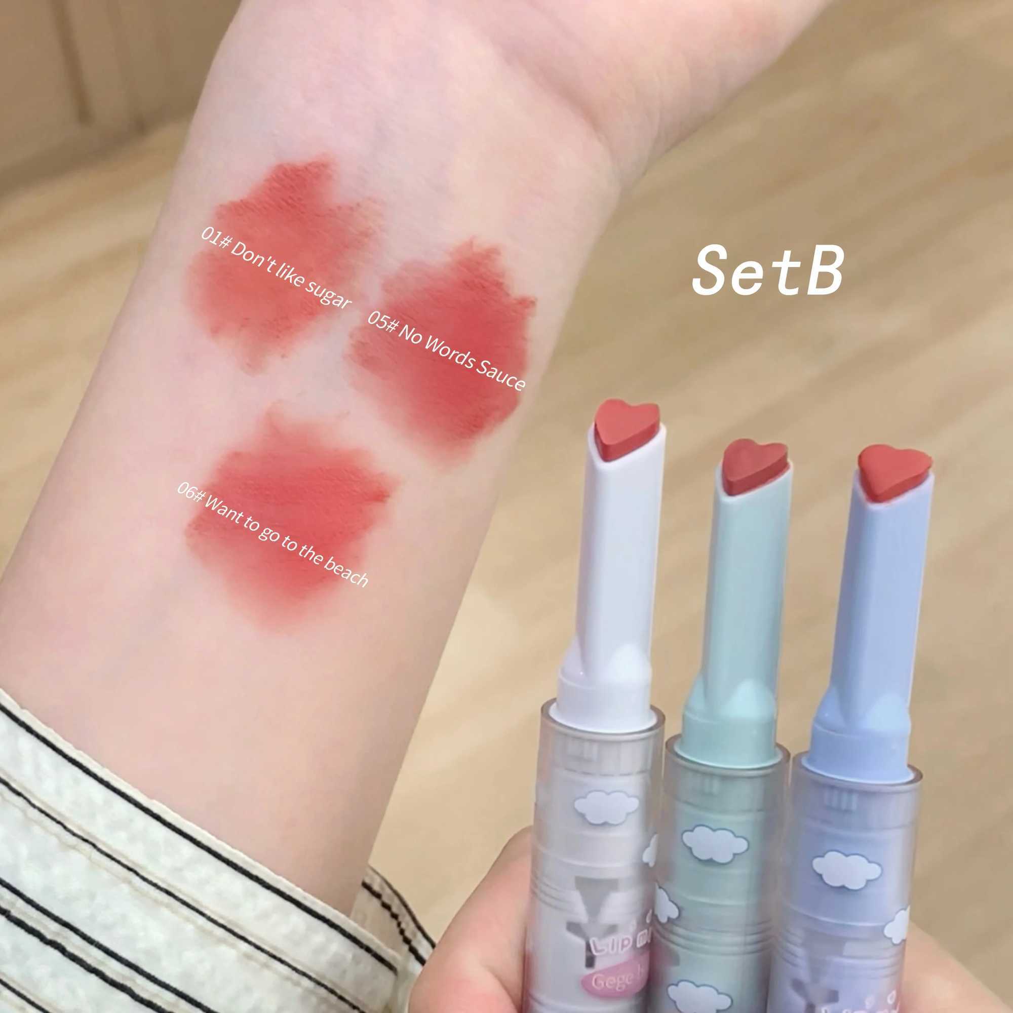 Love Lipstick Gift Box Set Matte Finish Lip Mud Waterproof Long Lasting Non-Stick Cup Cute Makeup Lip Tint Press Pen CosmeticXJ241205