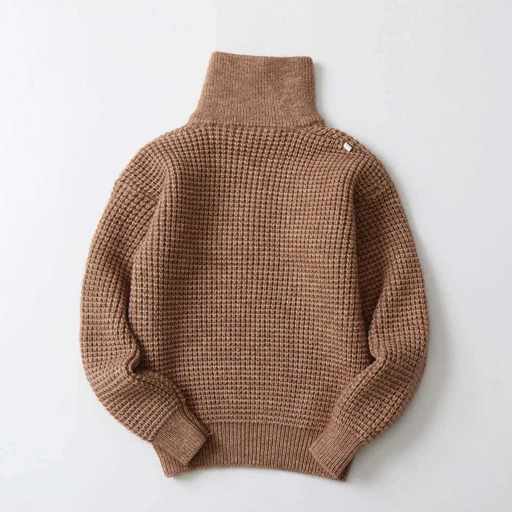 New autumn childrens clothing turtle collar boys sweater warm cashmere childrens knitted floral cotton knitted jacket teenagers top W241205