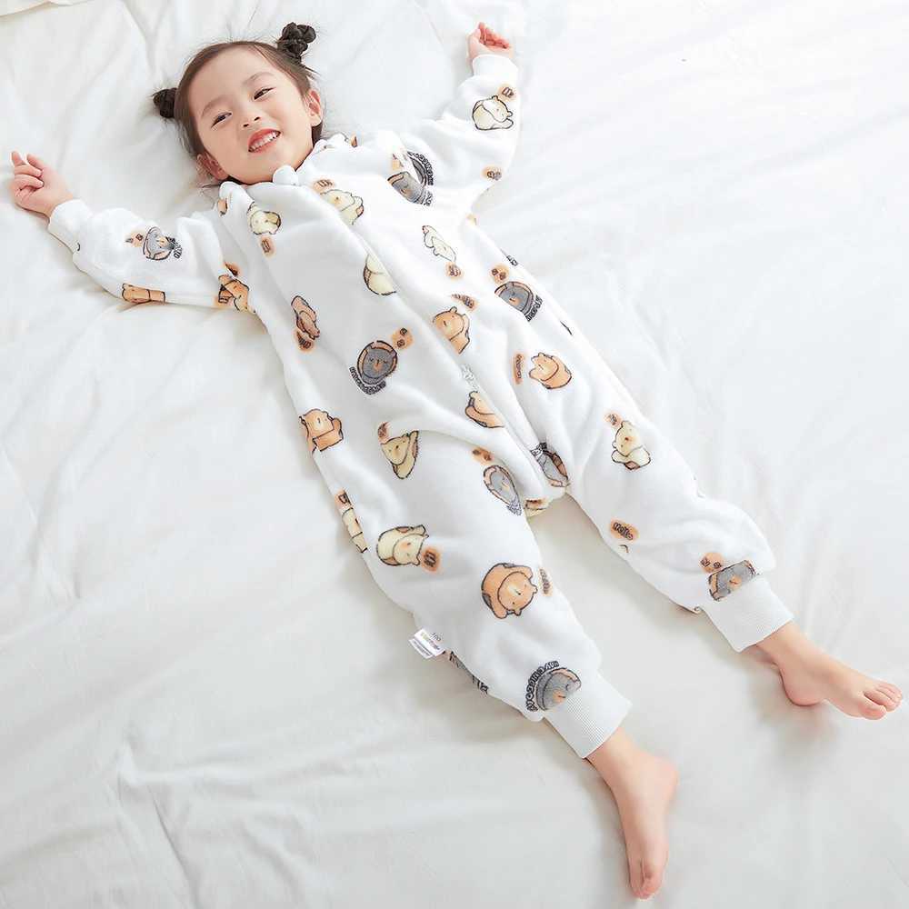 Pajamas Kids Onesie Boys Girls Long Sleeve Flannel Pajamas Children Winter Cartoon Pyjama Baby Sleepwear 1-6 Years Sleeping Bag H241205