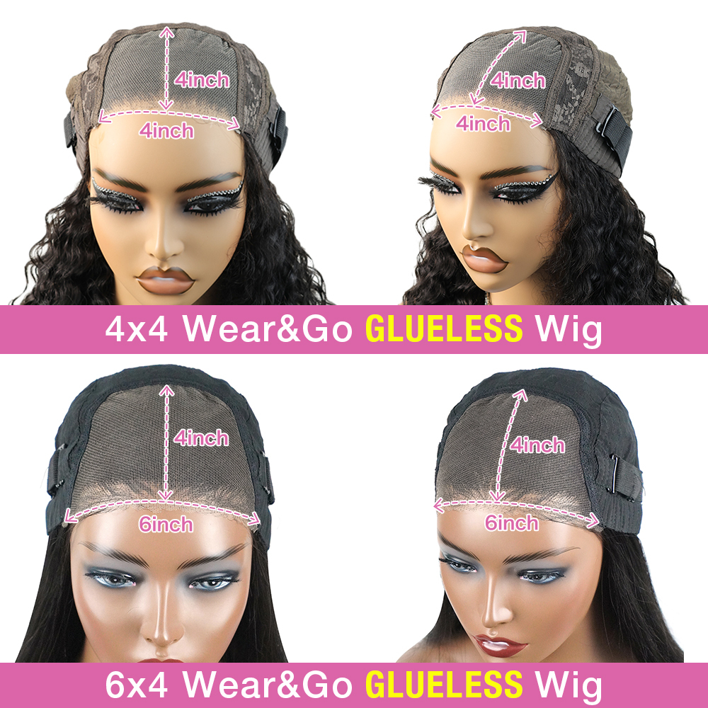 Shine Spark Curly Short Bob 250% HD 6X4 Glueless Wig Human Deep Water Wave 4X4 Lace Front Wigs Brazilian Remy Hair