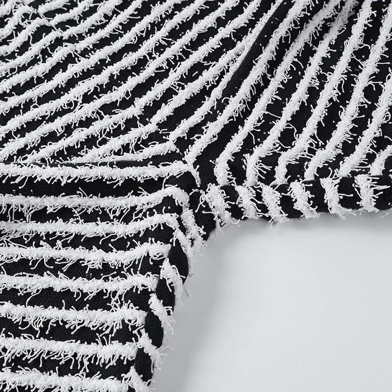Black and White Striped Knitted Stacked Pants Women Bottoms Streetwear Extra Long High Waist Flare Pants YY22342DG 241204