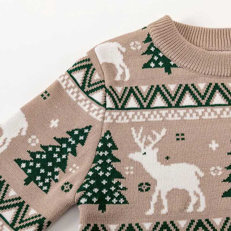 Girl and boy Christmas sweater winter reindeer zipper childrens sweater warm knit zipper baby clothing for children W241205
