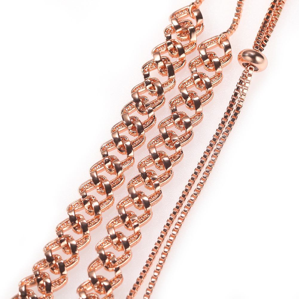 New Full Cubic Zirconia Cuban Link Chain Necklace Length Adjustable Hip Hop Iced Out Gemstone Diamond 18k Rose Gold Choker Necklaces For Women Collar 