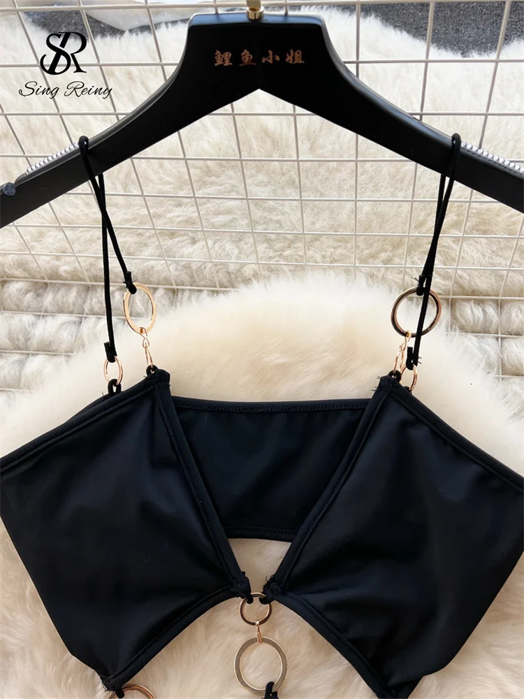 SINGREINY Sensual Hollow Out Long Dress Fashion Cross Halter Sheath Camis Dress 2024 Women Streetwear Solid Backless Sexy Dress 241205