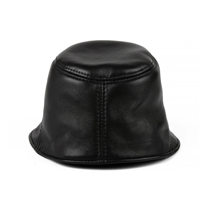 Japanese Harajuku Basin Hat Womens Genuine Leather Suede Splicing Fishermans Hat Fashion Winter Street Clothing Unique Hat 241205