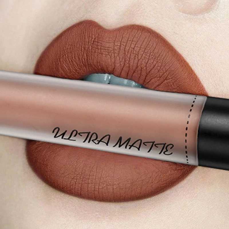 QIBEST New Makeup Lipstick Matte Lipstick Brown Nude Sexy Red Color Liquid Lipstick Lip Gloss Waterproof Long Lasting Lip TintXJ241205