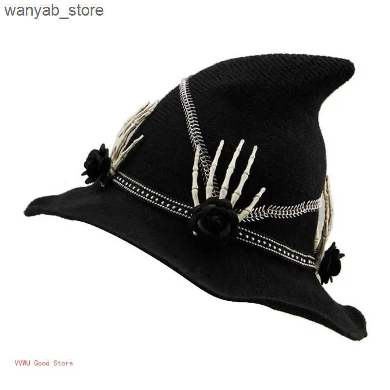 Cloches Halloween witch hat Cloche hat cosplay headwear holiday party wizard hat L240910
