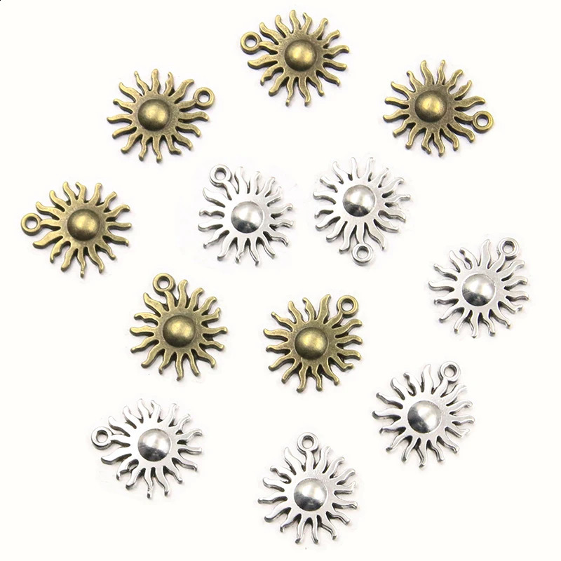 30Pcs 1517mm 2 Color Wholesale Small Sun Charms Nature Pendants Handmade Decoration Vintage For DIY Jewelry Making Findings 241122