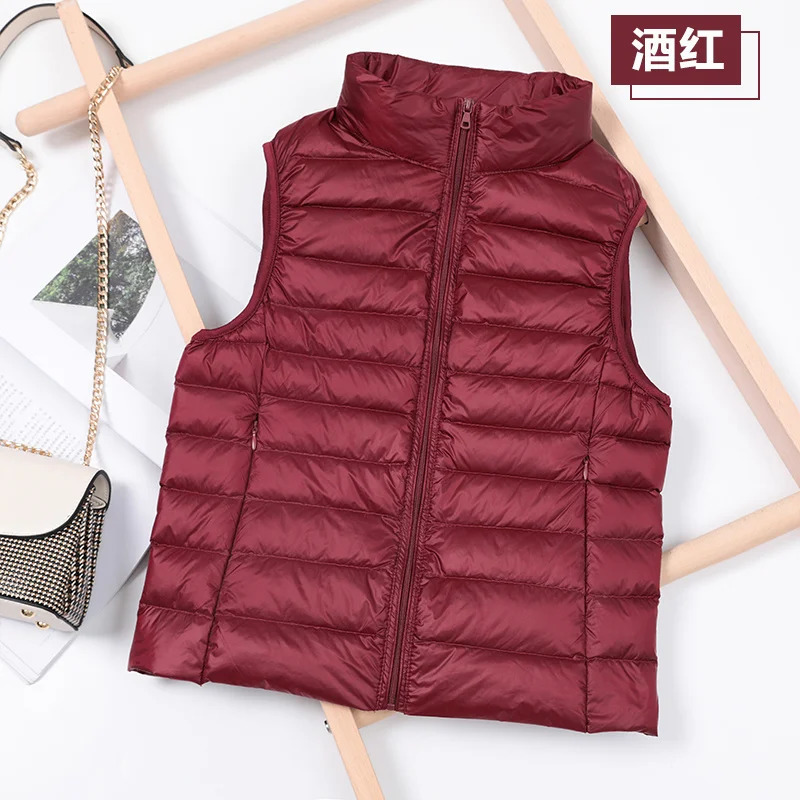 White Duck Down Jacket Women Vest Autumn Winter Sleeveless Waistcoat Warm Lightweight Puffer Jacket Female Tops Outwear 8XL 241205