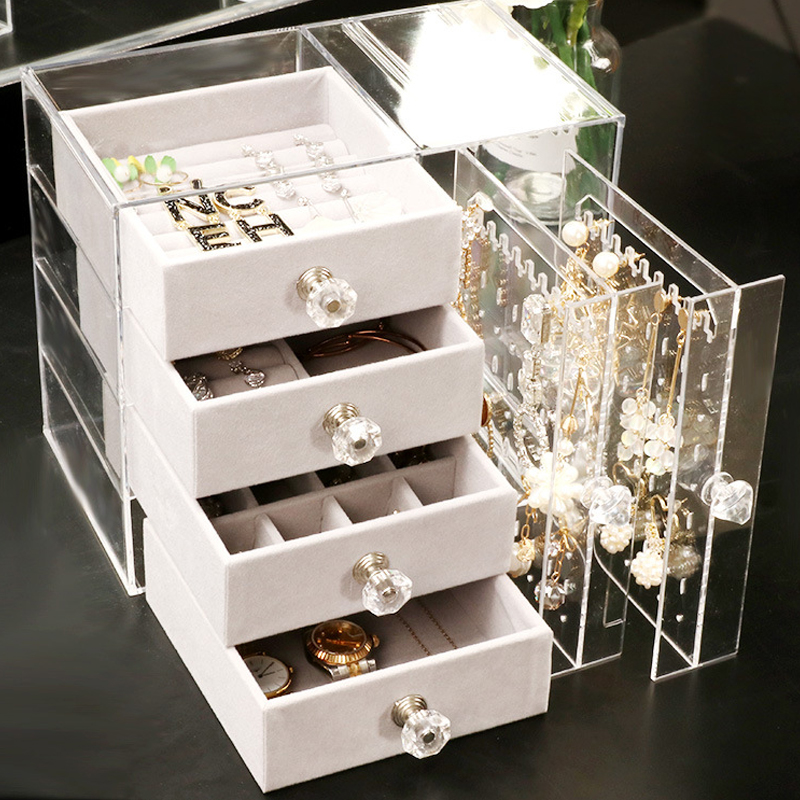 Wooden Flip Lid 15 Grid Earring Box Jewellery Earring Storage Box Accessories Display Box Tray