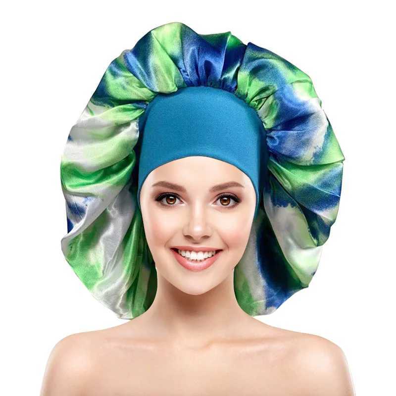 Women Sleeping Hat Night Sleep C Hair Care Bonnet Nightc Color Satin Printing Hair C Chemo Hat for Washing Face Make-upXJ241205