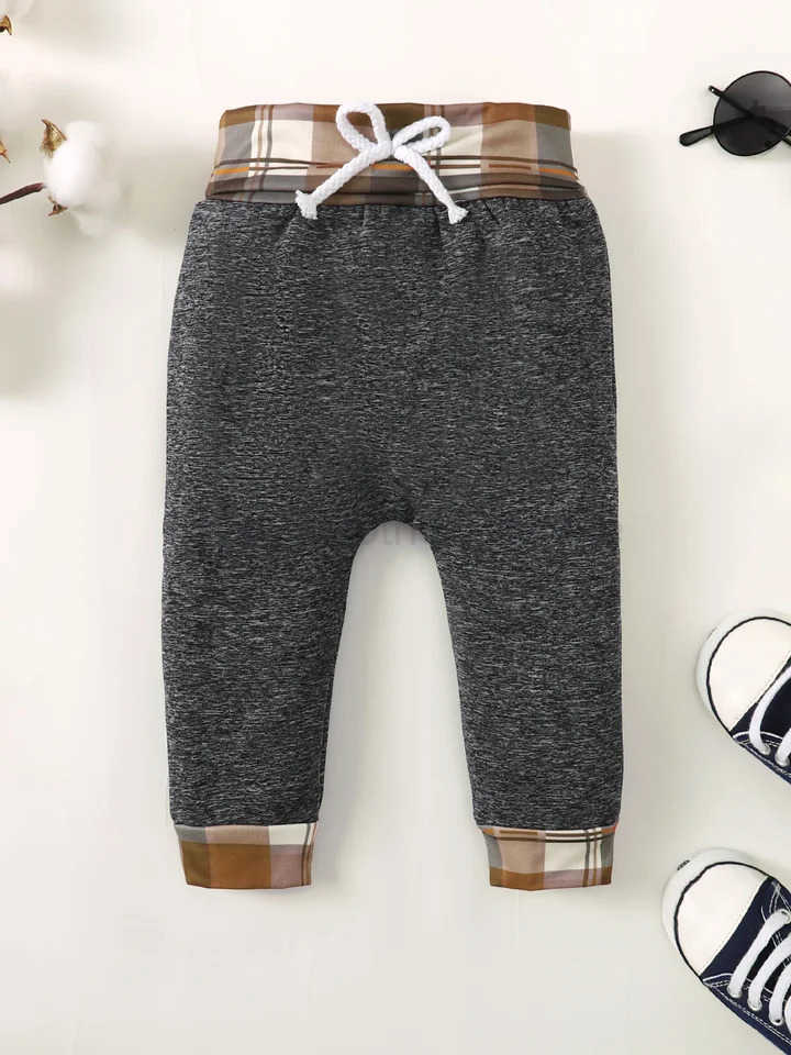 Winter Toddler Boy hoodie Clothes Baby Outfits Little Boys Plaid Spliced Long-sleeved With Pants 2PCS Clothing SetXJ241205