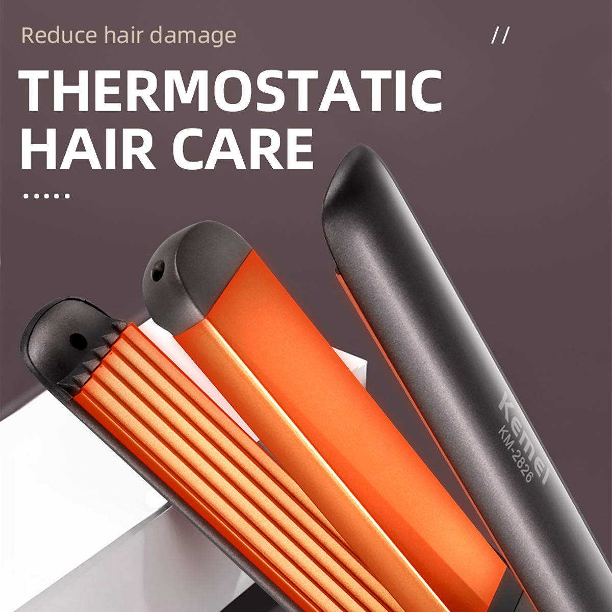 Professional 2 In 1 Straightener Ceramic Ionic Fast Heat-Up Hair Flat Negative Ion Iron Styg Tools Km-2826