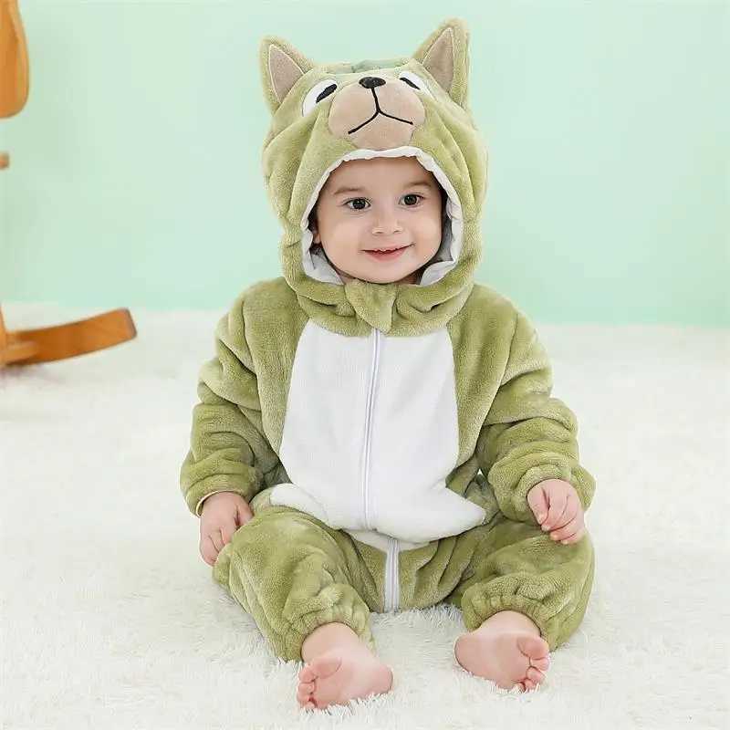 Pajamas Green Dog Romper Baby Boy Girls Pajama Toddlers Winter Outfit Halloween Animal Suit Onesie Festival Party Bebe Clothes Kigurumis H241205