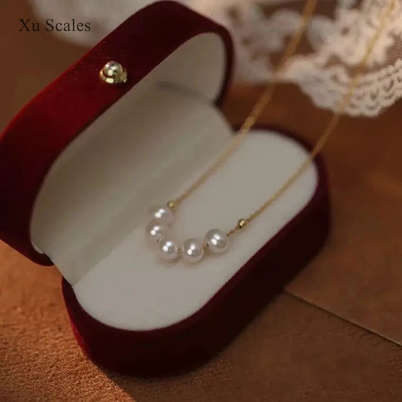 S925 Pure Silver Necklace Natural Freshwater White AKOYA Pearl Smile Necklace Premium Ins Sweet Style Jewelry 241205