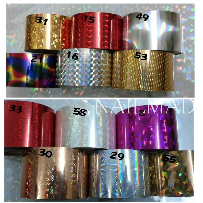 1 roll of 120m * 4cm holographic nail foil holographic gold laser silver nail art transfer sticker decal nail decoration 241205