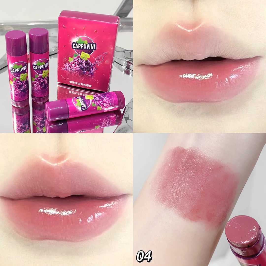 Fruit Grapes Lip Balm Moisturizing Lipstick Makeup Cherries Red Orange Solid Colored Jelly Lip Tint Nude Lipstick Primer MakeupXJ241205