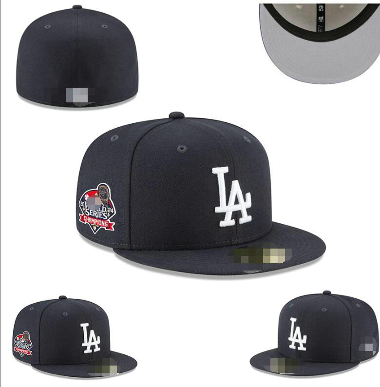 Dodgers Mens Baseball Team 2024 World Series Champions Full Closed Caps Summer Letter Bone Size caps Casual Sport Flat Fitted Hats a1