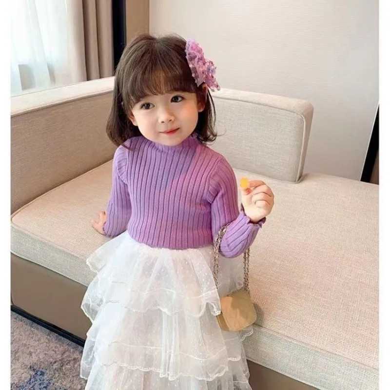 Home>Products>High neck baby sweaters>Autumn and winter childrens sweaters>Long sleeved solid color knitted sweaters W241205