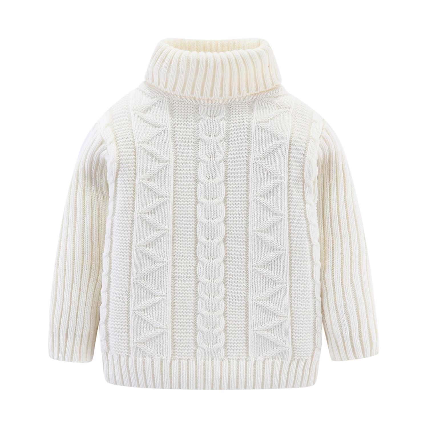 Mudkingdom Girls and Boys Sweaters Solid Color Autumn Winter Turtle Neck Knitted Childrens Clothing Long Sleeve Sweater W241205