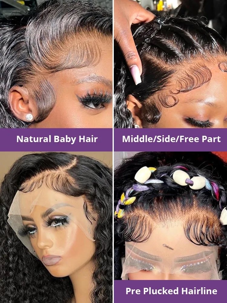 Deep Wave Frontal 13X4 13X6 HD Front Human Wigs Brazilian Remy Curly Hair 4X4 Lace Closure Wig Pre Plucked