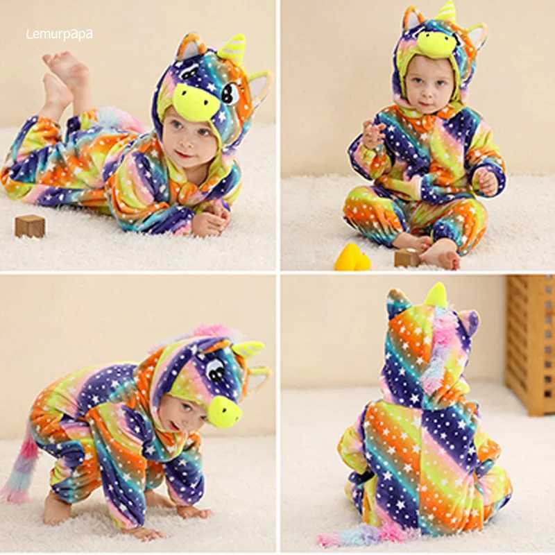 Pajamas Cute Romper Baby Jumpsuit Boy Girl Winter Outfit Toddler Halloween Animal Suit Onesie Festival Party Bebe Clothes H241205