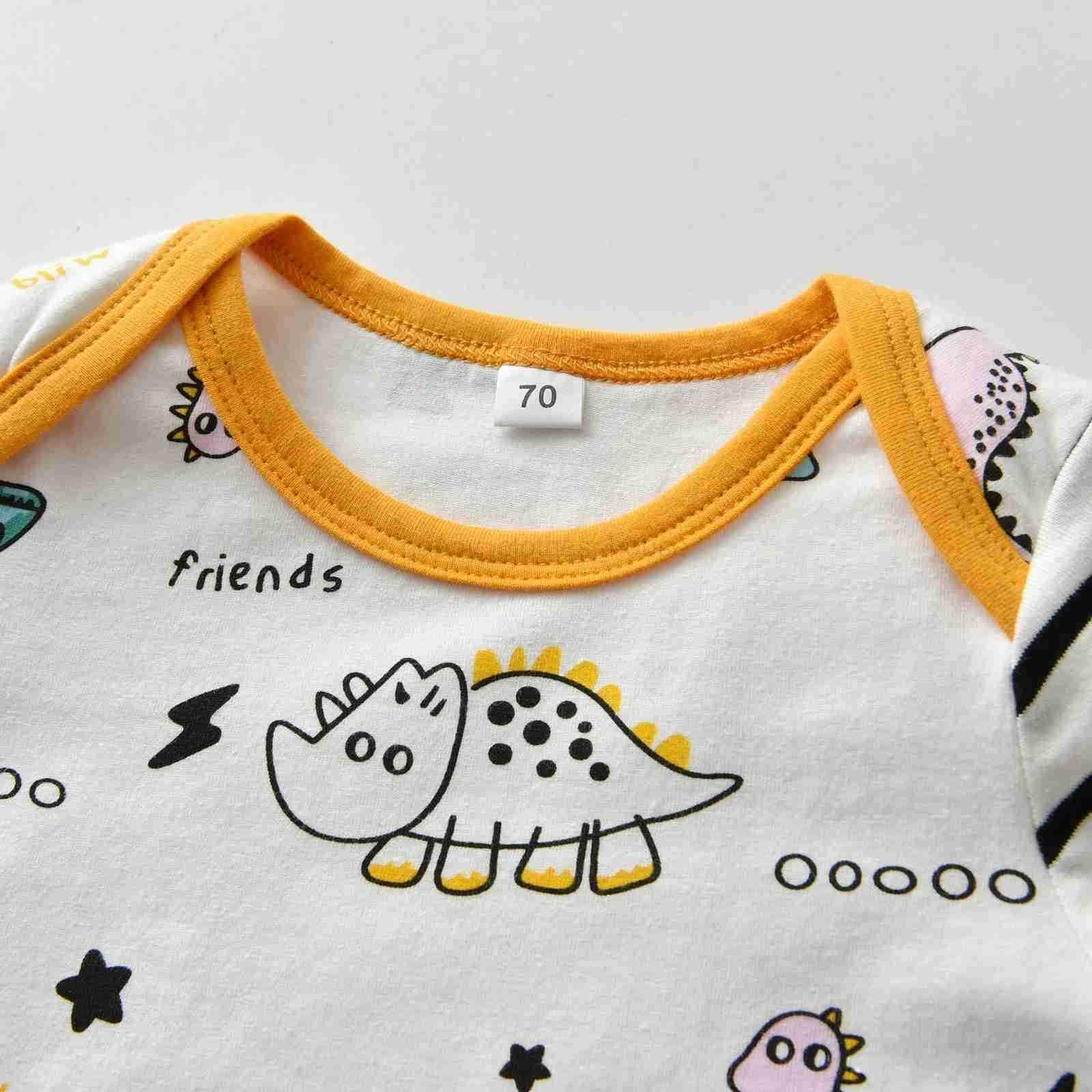 Fashion Newborn infant Baby Boy Clothes Set Patchwork Dinosaur Printed Long SleeveTop and Striped Pants Hat Spring Autumn OutfitXJ241205