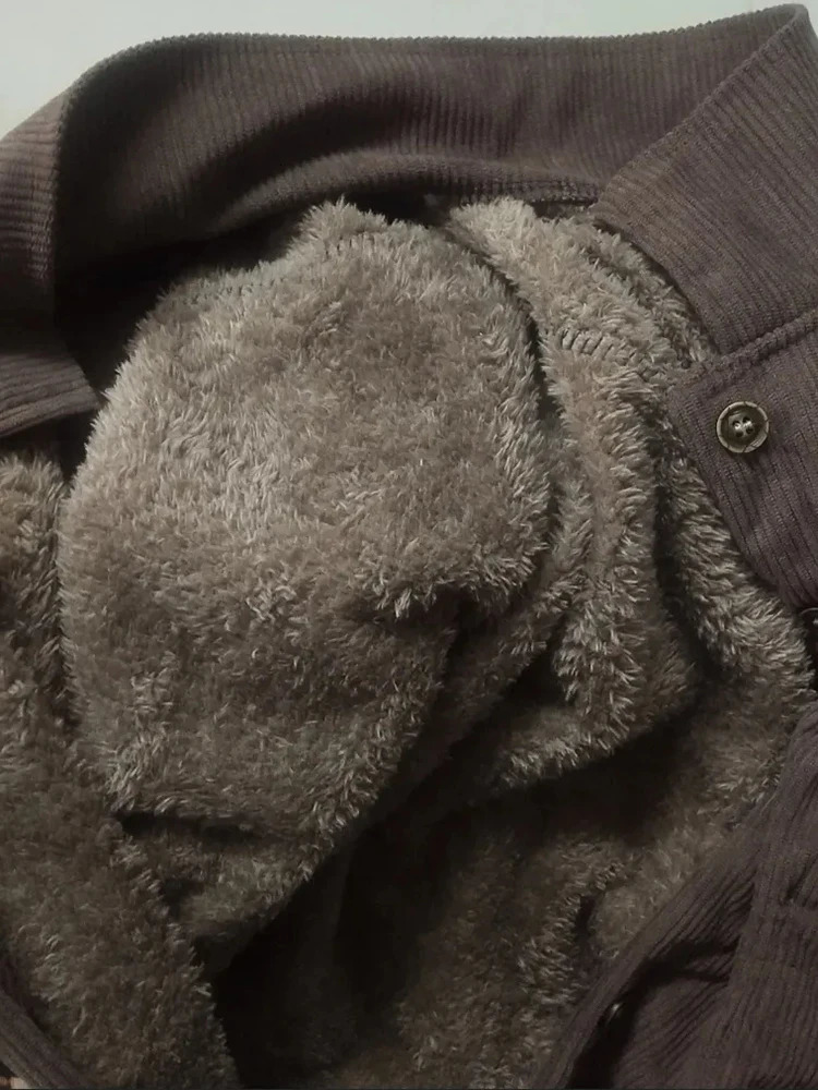 Plush Winter Add Velvet Corduroy 2 Piece Set Thicken Warm Women Casual Coat Conjuntos Trend Baggy Snow Wear Harem Pants Outfits 241205