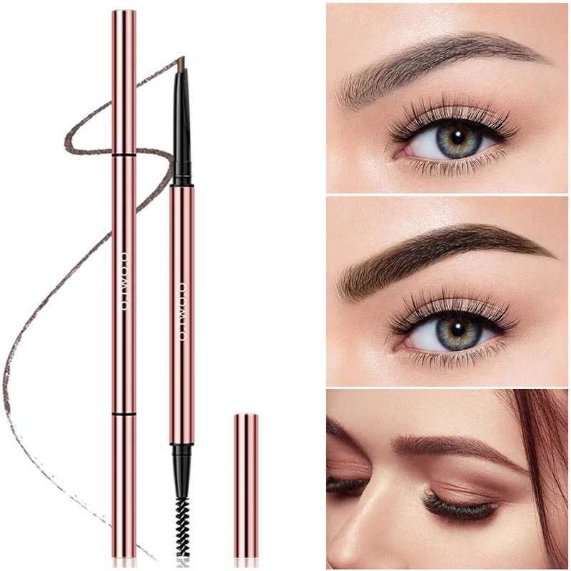 O. Two of them. O6 color ultra-fine waterproof natural durable long-lasting tattoo eyebrow black brown pencil with brush makeup W241205
