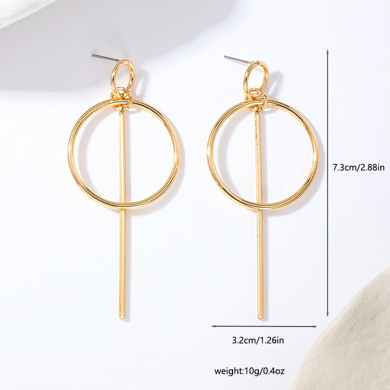 1 pair of fashionable and trendy new simple metal creative round circle ladies earrings suitable for commuting personalised matching