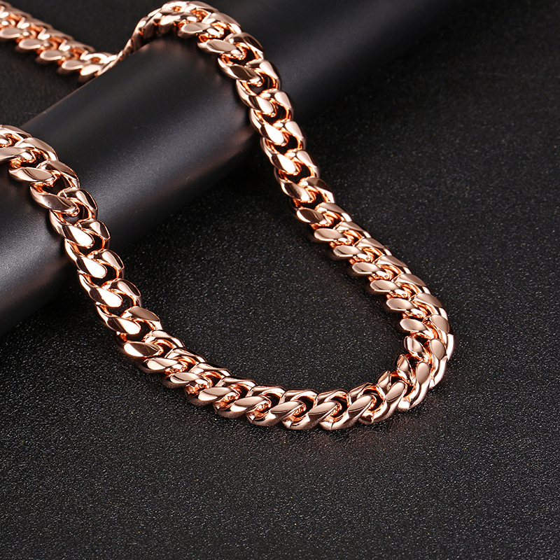 14mm Solid Miami Stainless Steel Cuban Link Chain Necklace Bracelets Rose Gold Plated Rap Jewelry Free door-to-door delivery
