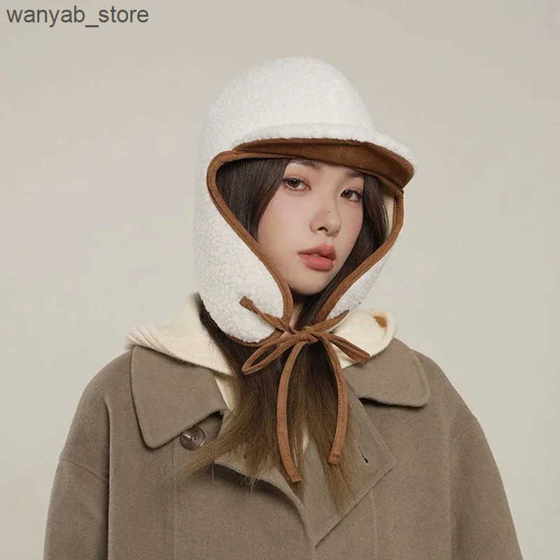 Cloches Japanese designed wool bomber hat suitable for women in winter new outdoor comfortable earmuffs Russian trap hat womens ski hat L240910