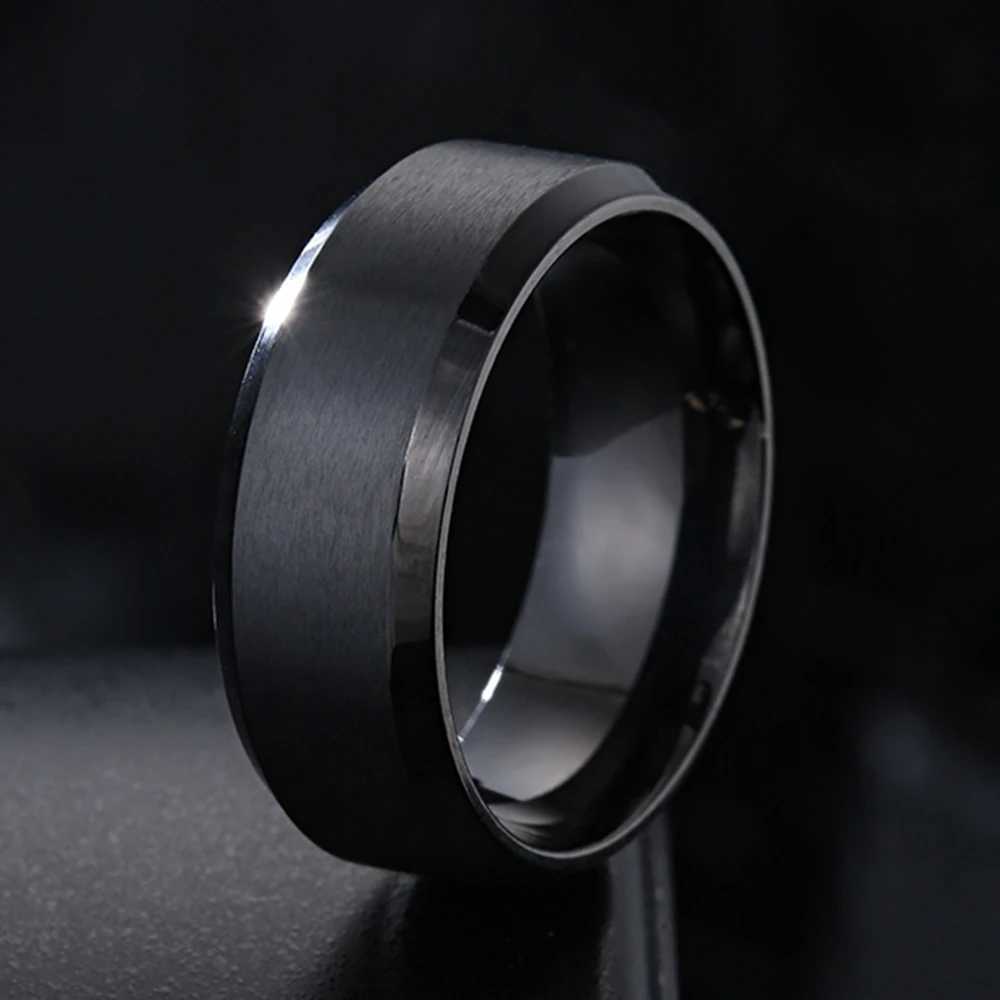 8mm gold brushed stainless steel ring suitable for men and women simple rings wedding bands couple jewelry accessories W241205