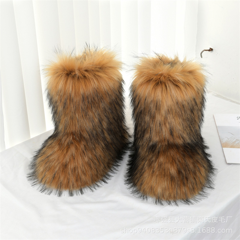 2025 Thick soled height increasing one foot warm snow boots with added fleece, Parent-children short tube warm Korean version women's cotton shoe
