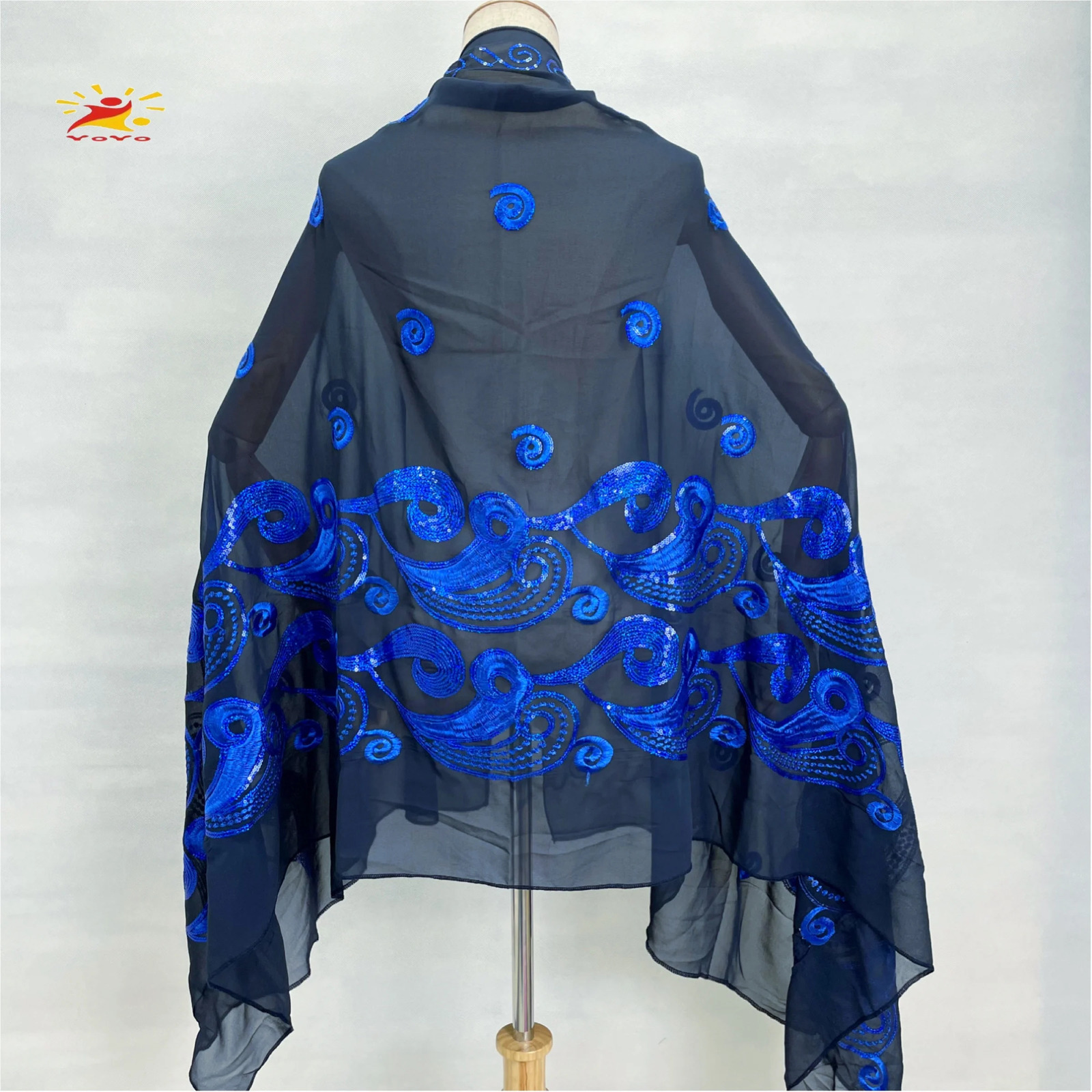African fashion Muslim scarf headscarf womens medium-sized sequin embroidery chiffon Islamic headscarf Pashmina embroidery Ramadan Dubai 241216