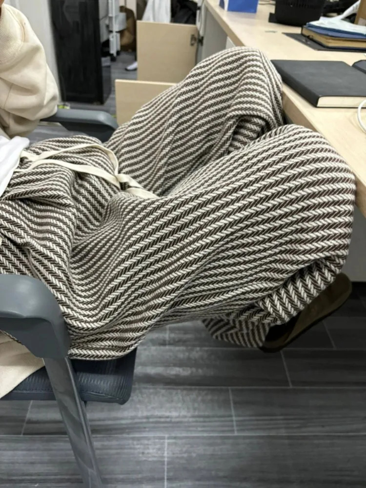 Streetwear Vertical Stripe Pants Women Spring Y2k Aesthetic Drawstring Casual Trousers High Waist Harajuku Vintage Pantalones 241204