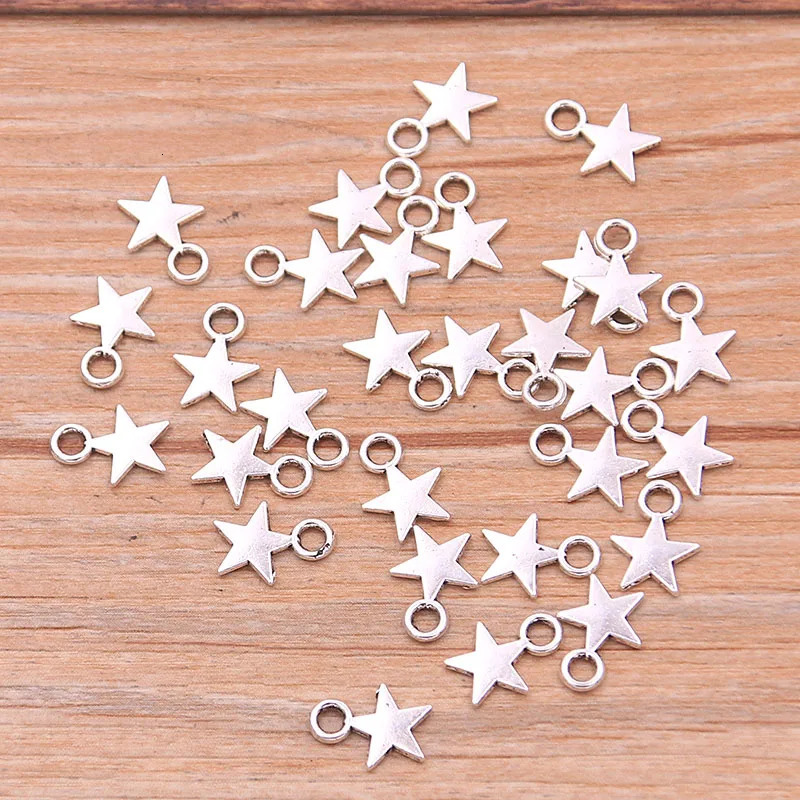 100PCS 811mm 3 Color Metal Zinc Alloy MINI Fivepointed Star Charms Fit Jewelry Pendant Makings DIY Handmade Craft 241122