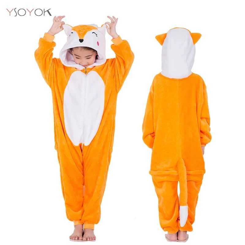 Pajamas Kigurumi Pajamas For Children Girls Anime Animal Panda Onesie Kids Costume Boy Sleepwear Winter Baby Licorne Jumpsuit H241205